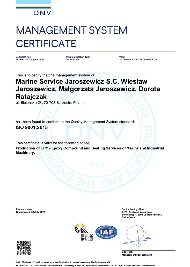 ISO 9001:2015 - Certyfikaty MSJ 